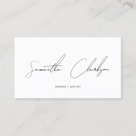 Eenvoudige witte en zwarte handgeschreven QR-code Visitekaartje (Voorkant)