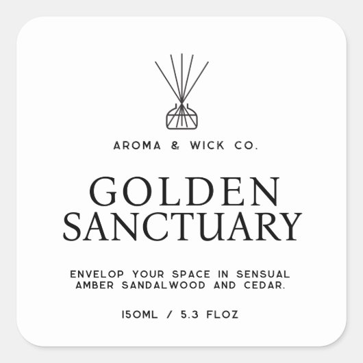 Eenvoudige witte en zwarte tekst rode diffuser lab vierkante sticker (Voorkant)