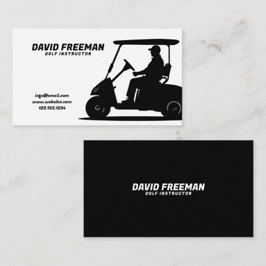 Eenvoudige Witte en Zwarte Winkelwagen Golf Instru Visitekaartje (Voorkant / Achterkant)