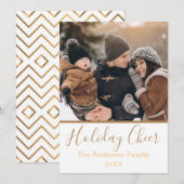 Eenvoudige witte feestdag - Faux Gold-foto Feestdagenkaart (Voorkant / Achterkant)