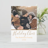 Eenvoudige witte feestdag - Faux Gold-foto Feestdagenkaart (Staand voorkant)