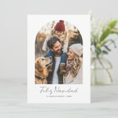 Eenvoudige Witte Feliz Navidad Boog Foto Kerstmis Feestdagenkaart (Staand voorkant)