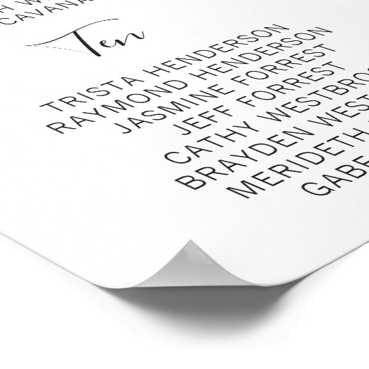 Eenvoudige witte Floral Elegant Wedding Seding Cha Poster (Hoek)