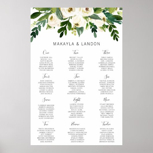 Eenvoudige witte Floral Elegant Wedding Seding Cha Poster (Voorkant)