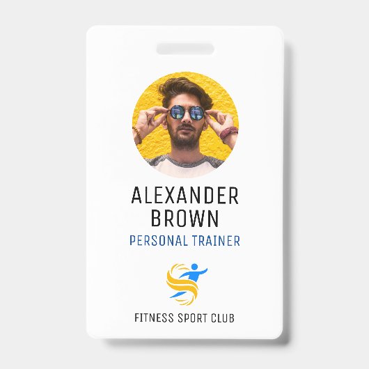 Eenvoudige witte foto Logo en QR code medewerker I Badge (Voorzijde)