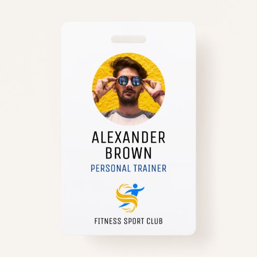 Eenvoudige witte foto Logo en QR code medewerker I Badge (Voorkant)