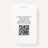 Eenvoudige witte foto Logo en QR code medewerker I Badge (Achterkant)
