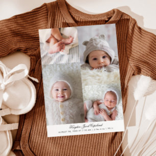 Eenvoudige witte fotogrid geboorte aankondiging