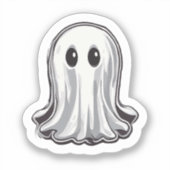 Eenvoudige Witte Geest Halloween Sticker (Voorkant)