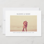 Eenvoudige witte getrouwde en vrolijke kerstfoto feestdagenkaart (Voorkant)