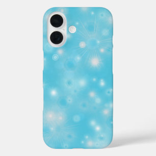 Eenvoudige witte glinsterende sneeuwvlokken op bla iPhone 16 hoesje