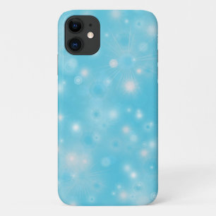 Eenvoudige witte gloed Sneeuwvlokken op  blauwe kl iPhone 11 Hoesje