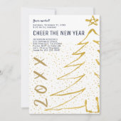 Eenvoudige witte goudboom Cheer het nieuwjaarsfees Kaart (Voorkant)