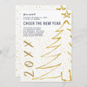 Eenvoudige witte goudboom Cheer het nieuwjaarsfees Kaart (Voorkant / Achterkant)
