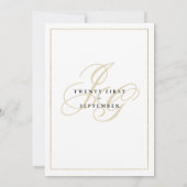 Eenvoudige witte gouden bladmonogram-huwelijksinit kaart (Achterkant)