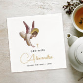 Eenvoudige Witte Gouden Engel Zegen Doop Kalligraf Servet