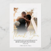 Eenvoudige witte gouden folie moderne stel foto br folie uitnodiging (Voorkant)