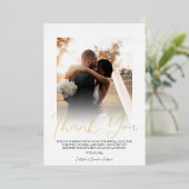 Eenvoudige witte gouden folie moderne stel foto br folie uitnodiging (Staand Voorkant)