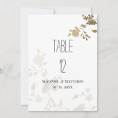 Eenvoudige witte gouden glitter bloementafel Numme Kaart (Voorkant)