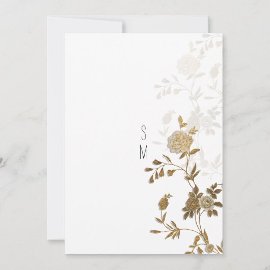 Eenvoudige witte gouden glitter bloementafel Numme Kaart (Achterkant)