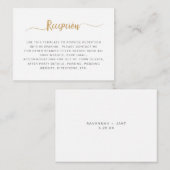 Eenvoudige witte gouden ontvangst informatiekaartje (Voorkant / Achterkant)
