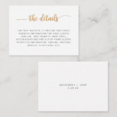 Eenvoudige witte gouden trouwinformatiekaart informatiekaartje (Voorkant / Achterkant)