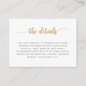 Eenvoudige witte gouden trouwinformatiekaart informatiekaartje (Voorkant)
