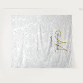 Eenvoudige witte gouden trouwmonogram-fotocabine wandkleed (Voorkant (horizontaal))