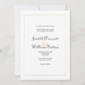 Eenvoudige witte gouden vintage kalligrafie bruilo kaart (Voorkant)