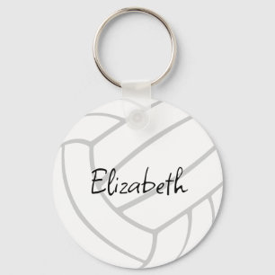 eenvoudige witte grijze volleybalsport sleutelhanger