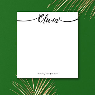 Eenvoudige witte handgeschreven kalligrafie voor s notitieblok