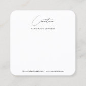 Eenvoudige witte handgeschreven script sieraden di vierkante visitekaartje (Voorkant)