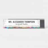 Eenvoudige witte harten Crayon School leraar opvoe Bureau Naambordje (Voorkant)