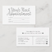 Eenvoudige witte harten typografie afspraak visitekaartje (Voorkant / Achterkant)