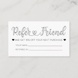 Eenvoudige  witte harten typografie verwijzing visitekaartje