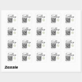 Eenvoudige Witte Hortensia Huwelijks QR Code Stick Vierkante Sticker (Vel)