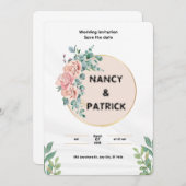 Eenvoudige witte huwelijksuitnodiging kaart (Voorkant / Achterkant)