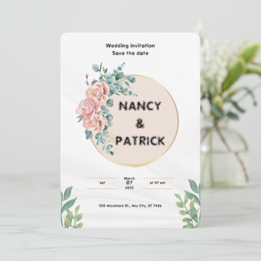 Eenvoudige witte huwelijksuitnodiging kaart (Staand voorkant)