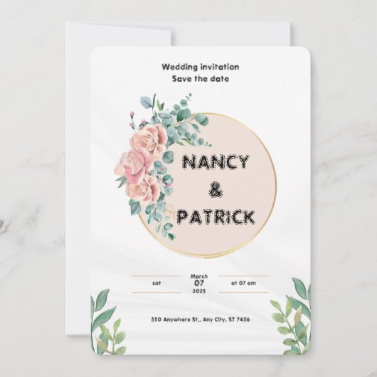 Eenvoudige witte huwelijksuitnodiging kaart (Voorkant)