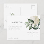 Eenvoudige witte Hydrangea Briefkaart bruiloft uit (Voorkant / Achterkant)