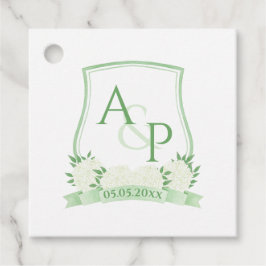 Eenvoudige witte hydrangeas Greenery Wedding Crest Bedankjes Labels