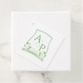 Eenvoudige witte hydrangeas Greenery Wedding Crest Bedankjes Labels (In situ)