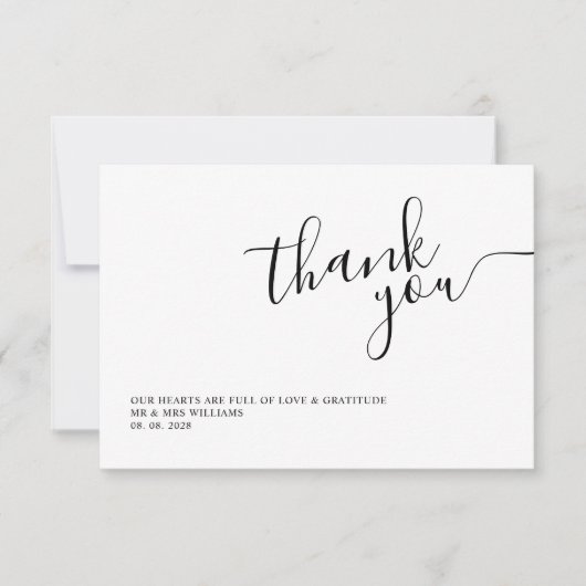 Eenvoudige witte kalligrafie bedankkaart (Voorkant)