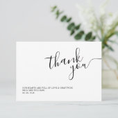 Eenvoudige witte kalligrafie bedankkaart (Staand voorkant)
