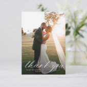 eenvoudige witte kalligrafie bruiloft bedankt voor (Staand voorkant)