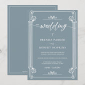 Eenvoudige witte kalligrafie op blauw-grijze achte kaart (Voorkant / Achterkant)