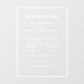 Eenvoudige witte kantoor openingstijden raamsticker (Vel)