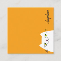 Eenvoudige Witte Kat Cartoon Funny Yellow