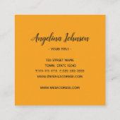 Eenvoudige Witte Kat Cartoon Funny Yellow Vierkante Visitekaartje (Achterkant)