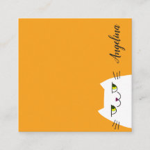 Eenvoudige Witte Kat Cartoon Funny Yellow